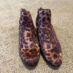 New Directions Brown Leopard Ankle Booties